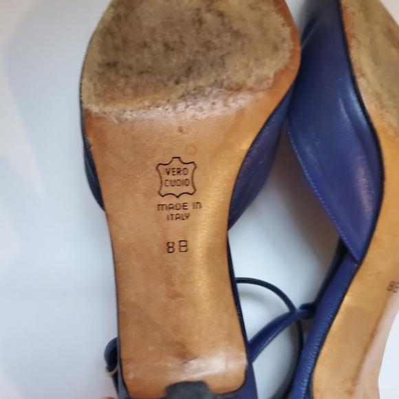 Vintage d'rossana Blue leather shoes size 8B pinup mod Vintage - Picture 8 of 12